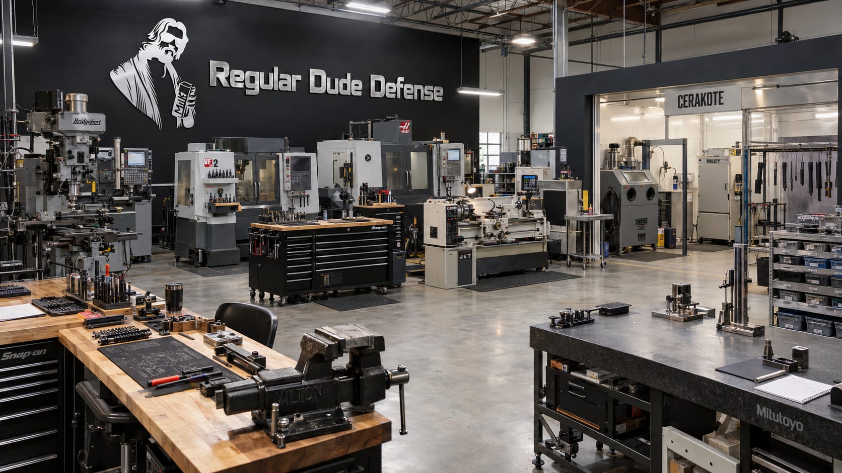 The gunsmithing bench at Regular Dude Defense in Pahrump, Nevada